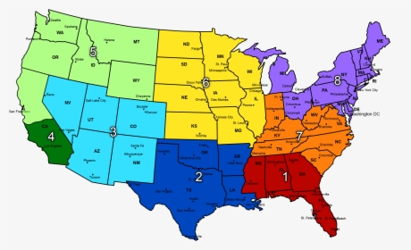 Us Map Divided Into Regions Us Maps For Study And Review - Tacoma Washington On Map, HD Png Download, Transparent PNG