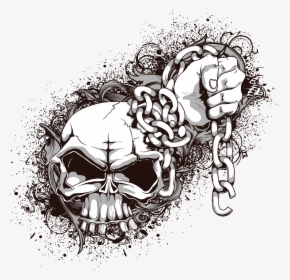 And Symbolism Human Skull Crossbones Png Free Photo - Skull With Chain Drawing, Transparent Png, Transparent PNG