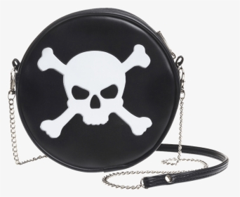 Skull And Crossbones Bag - Black Handbag With Pink Skull, HD Png Download, Transparent PNG