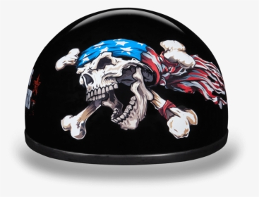 Daytona Half Helmet W/ Patriotic Skull & Crossbones - Motorcycle Helmet, HD Png Download, Transparent PNG