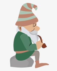 Christmas, Elf, Cute, Hat, Beard, Sitting, Smoking - Elf Smoking, HD Png Download, Transparent PNG