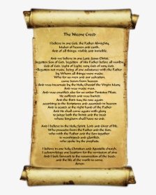 Nicene Creed On Parchment Scroll - Apostles Creed Christian Creeds, HD Png Download, Transparent PNG