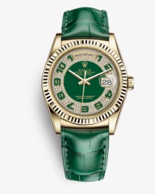 Rolex Oyster Perpetual Datejust Quartz Water Resistant - Rolex Day Date Diamond Dial Green, HD Png Download, Transparent PNG