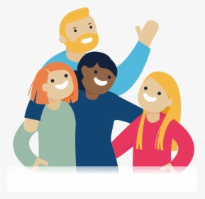 Illustration Of Four People Hugging And Smiling - Transparent Background People Clipart, HD Png Download, Transparent PNG