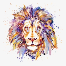Watercolor Lion Painting, HD Png Download, Transparent PNG