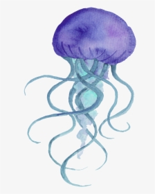 Purple Hand Painted Jellyfish Cartoon Watercolor Vector - Cartoon Watercolor Jellyfish, HD Png Download, Transparent PNG
