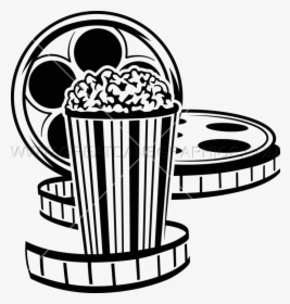 Movie Reel And Popcorn Png - Popcorn And Movie Clipart Black And White, Transparent Png, Transparent PNG