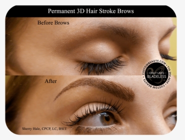 Permanent 3d Hair Stroke Brows Results - Before After Microblading Lash Extensions, HD Png Download, Transparent PNG