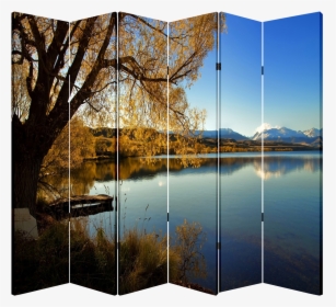 6 Panel Folding Screen Canvas Divider- Lakeside Free - Reflection, HD Png Download, Transparent PNG