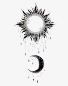 #tumblr #moon #sun #blackandwhite #black&white - Sun And Moon Black And White, HD Png Download, Transparent PNG