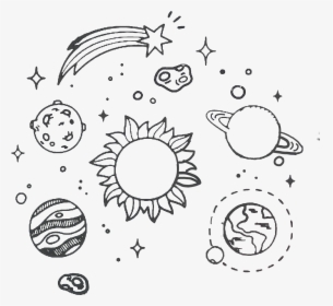 Tumblr Galaxy Space Sun Saturn Rings Planet Comet Stars, - Solar System Simple Drawing, HD Png Download, Transparent PNG