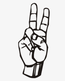Hand Fingers Raised - Sign Language Letter V, HD Png Download, Transparent PNG