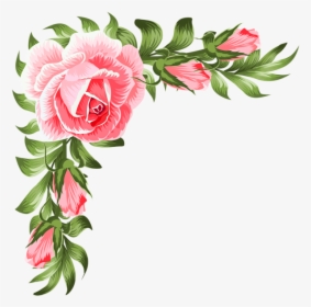 16121035 Rose Corner Decoration Png Clip Art Transparent - Frame Corner Flower Roses, Png Download, Transparent PNG