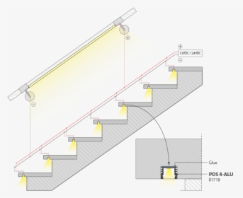 Stairs Led Lights Drawing, HD Png Download, Transparent PNG