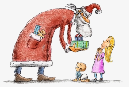 Santa Giving Children Presents Clip Arts - Sprüche Mit Nikolaus, HD Png Download, Transparent PNG