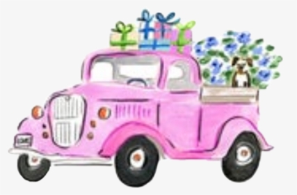 #watercolor #truck #pink #christmastruck #gifts #presents - Breathe In That Sweetness That Hovers, HD Png Download, Transparent PNG