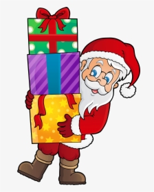 Transparent Santa With Presents Png Clipart - Clip Art Santa And Presents, Png Download, Transparent PNG