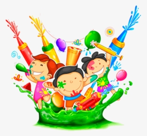 Pyar Ke Rang Se Bharo Pichkari, Sneh Ke Rang Do Duniya - Kids Playing Holi Vector, HD Png Download, Transparent PNG