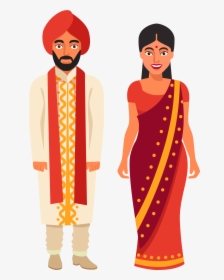 Indian Wedding Couple Png - Hindu Bride And Groom Cartoon, Transparent Png, Transparent PNG