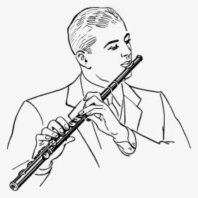 Drawn Fluted Woodwind Instrument - Flute Black And White Clipart, HD Png Download, Transparent PNG