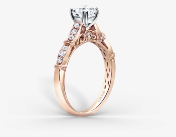 Stella 18k Rose Gold Engagement Ring Image 3 D - Gold Rose Gold Ring Engaged, HD Png Download, Transparent PNG