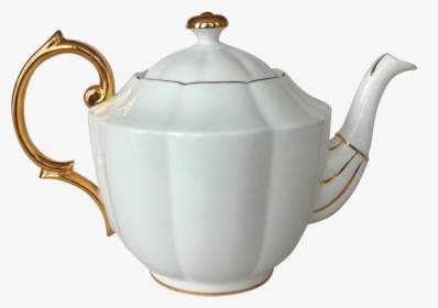 White Teapot With Gold Trim, HD Png Download, Transparent PNG