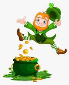 Irish Leprechaun And Pot Of Gold , Png Download - Leprechaun Pot Of Gold Cute, Transparent Png, Transparent PNG