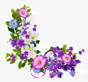 Purple Flower Border Png - Border Flowers Png Hd, Transparent Png, Transparent PNG