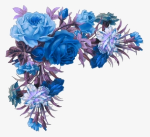 #mq #blue #purple #flowers #flower #leafs #garden - Vintage Floral Corner Border Png, Transparent Png, Transparent PNG