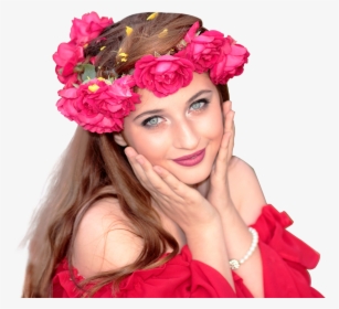 Elegant Fashionable Woman Wearing Red Roses Wreath - Woman With A Rose In Her Head, HD Png Download, Transparent PNG