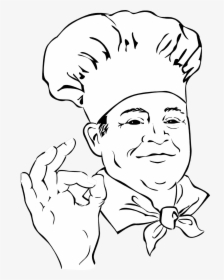 8402 Illustration Of A Chef Making An Ok Hand Gesture - Black And White Ok Hand Sign, HD Png Download, Transparent PNG