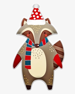 Christmas Raccoon, Hat, Scarf, Winter, Animal, Raccoon - Raccoon Christmas Png, Transparent Png, Transparent PNG
