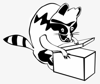 Raccoon Opening Box Clip Arts - Open The Box Clipart Black And White, HD Png Download, Transparent PNG