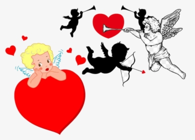 Easy Cupid Clipart Sheets And Psyche Free Cliparts - Vector Cupid Silhouette, HD Png Download, Transparent PNG