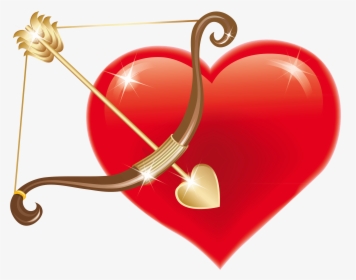 Red Heart With Cupid Bow Png Clipart Picture - Pink Cupid's Bow And Arrow, Transparent Png, Transparent PNG