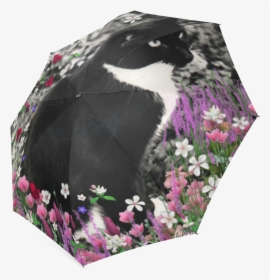 Freckles In Flowers Ii Black White Tuxedo Cat Foldable, HD Png Download, Transparent PNG