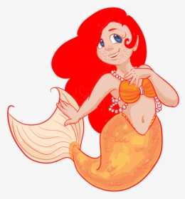 Redhead Mermaid - Cartoon Mermaid Red Head, HD Png Download, Transparent PNG