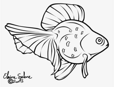 Goldfish Fish Outline Drawings , Png Download - Gold Fish Line Art, Transparent Png, Transparent PNG