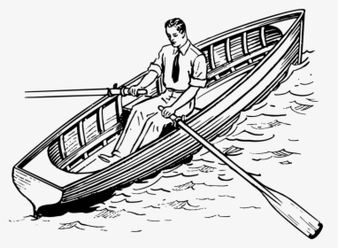 Rowing Sailboat Sailing Recreational Boat Fishing - Row Boat Clipart Black And White, HD Png Download, Transparent PNG