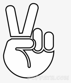 Black And White Victory Hand Emoji, HD Png Download, Transparent PNG