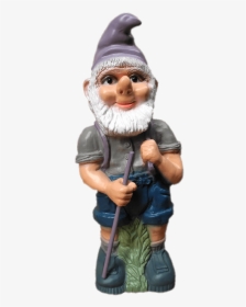 Garden Gnome Holding Stick - Garden Gnome, HD Png Download, Transparent PNG