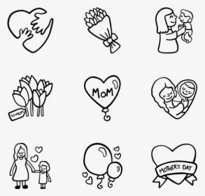Black Heart Png - Mothers Day Icon Transparent Black And White, Png Download, Transparent PNG