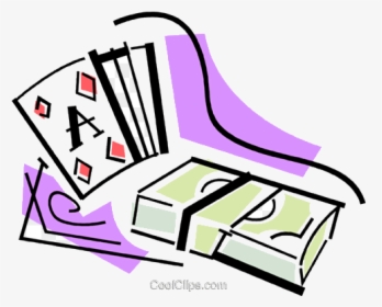 Playing Cards And Stack Of Money Royalty Free Vector, HD Png Download, Transparent PNG
