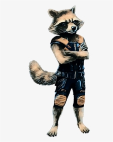Rocket Raccoon Groot Gamora Portable Network Graphics - Rocket Standing Guardians Of The Galaxy, HD Png Download, Transparent PNG