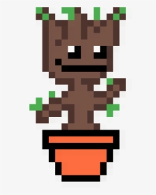 Baby Groot In A Pot - Baby Groot Pixel Art, HD Png Download, Transparent PNG