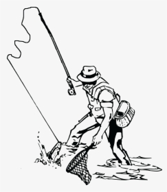 Fishing Png Transparent Picture - Fly Fishing Man Drawing, Png Download, Transparent PNG