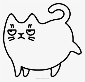 Grumpy Cat Coloring Page - Grumpy Cat Black And White Drawing, HD Png Download, Transparent PNG