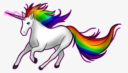Unicorn Running On Rainbow, HD Png Download, Transparent PNG