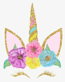 #unicorncrown #unicorn #unicornio #corona #flores #flowers - Glitter Unicorn Face Clipart, HD Png Download, Transparent PNG