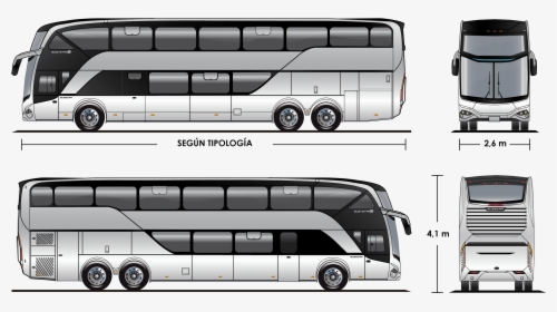 Busstar Dd S Layout - Marcopolo 1800 Dd Blueprint, HD Png Download, Transparent PNG